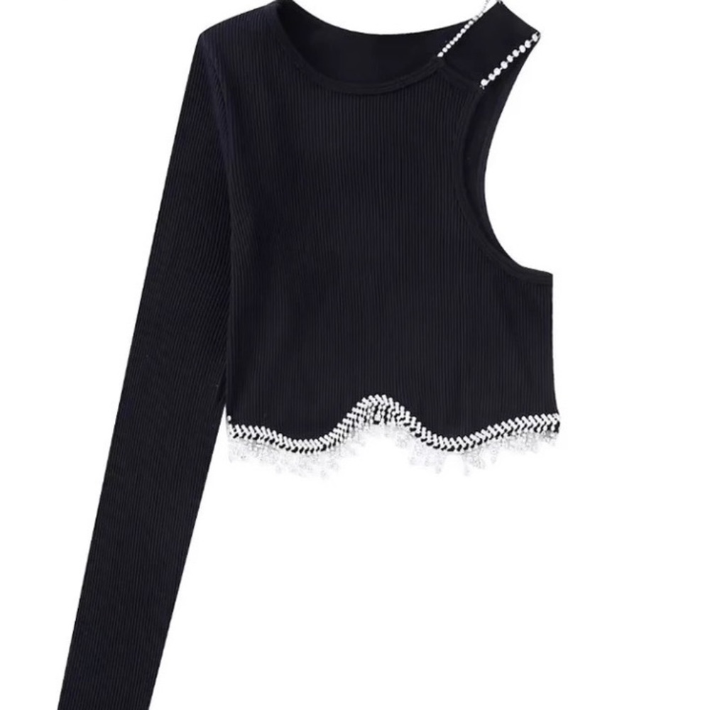 Zara Rhinestone Fringe Top - Picture 2 of 2